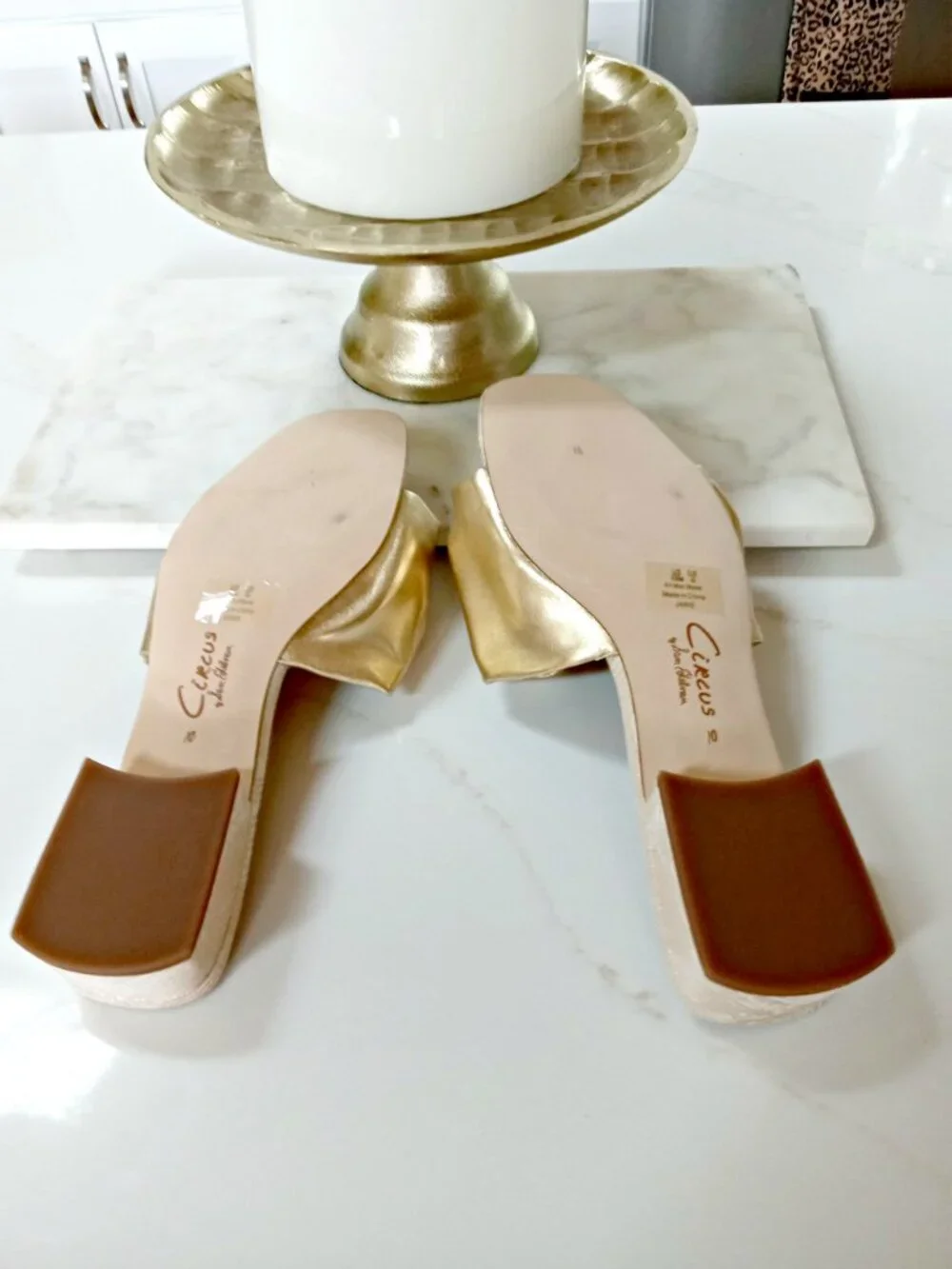 CIRCUS BY SAM EDELMAN JANIS GOLD RUCHED SLIDE SZ 10